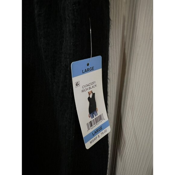 Vince Camuto Ladies Oversized V-Neck Knit Sweater Vest Rich Black L New With Tag - Picture 5 of 9